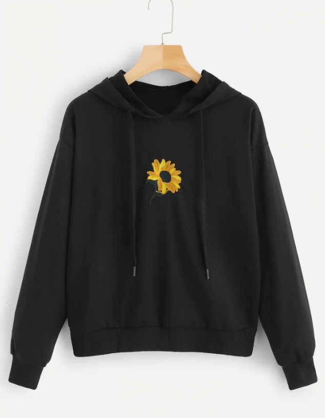Floral Embroidery Hooded Sweatshirt
