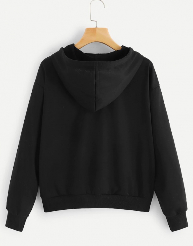Floral Embroidery Hooded Sweatshirt - Image 2