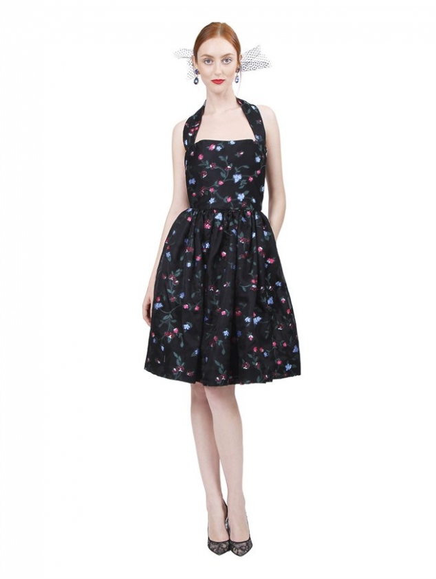 FLORAL HALTER NECK DRESS