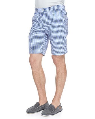 Forgione Check Seersucker Shorts Blue