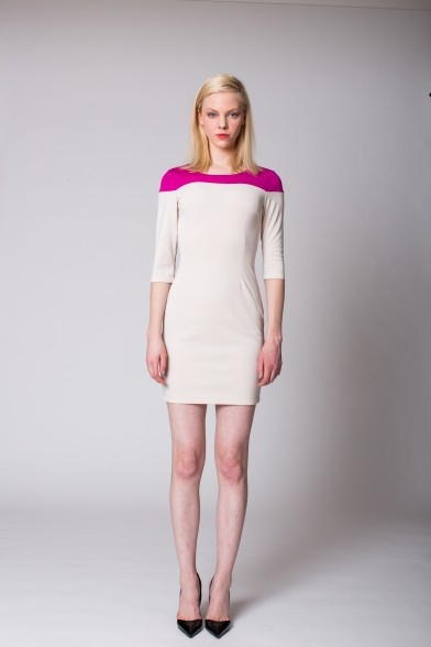 FORSYTH DRESS - BEIGE/BERRY