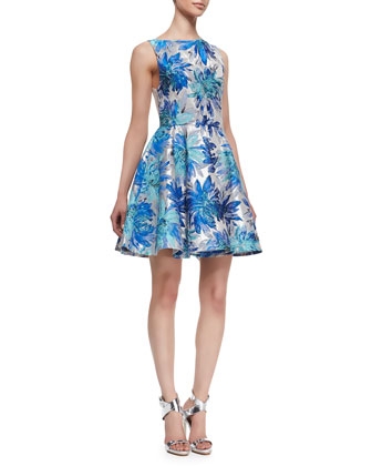 Foss Brocade Fit-and-Flare Dress