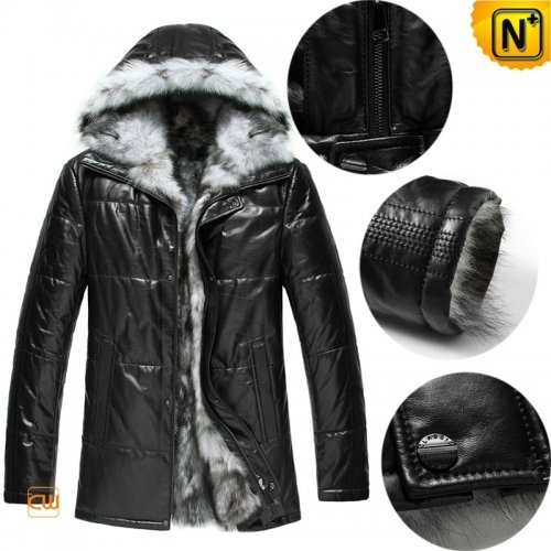 Fox Fur Lined Leather Coat With Hood CW848366