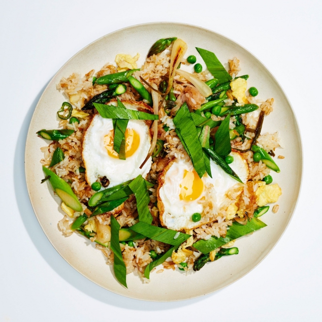 Fried Rice with Spring Vegetables and Fried Eggs