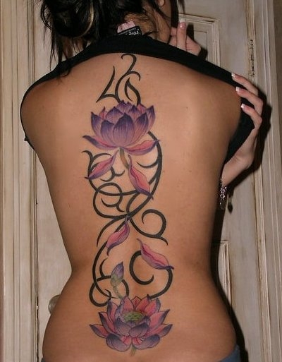 Full back lotus tattoo