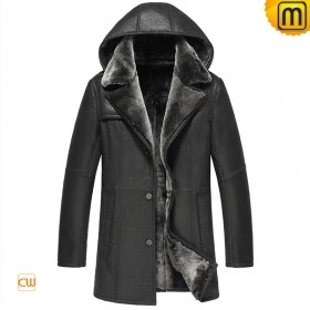 Fur Lined Sheepskin Coat with Hood CW856044