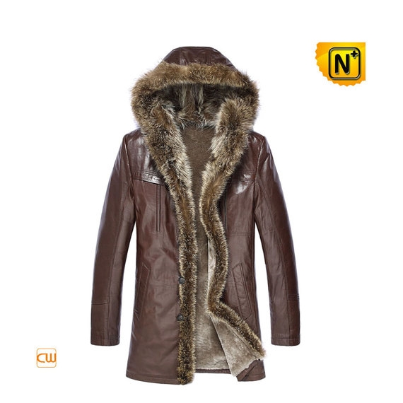 Fur Trim Winter Sheepskin Mens Coat CW877160