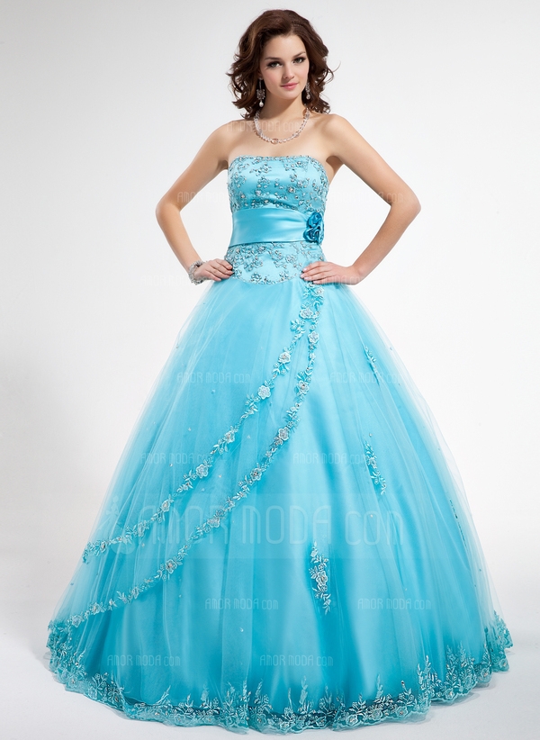 Gala-Japon Strapless thee-lengte Satijn Tule Jurk voor 15-jarige Verjaardag met Kant Kralen Bloem(En