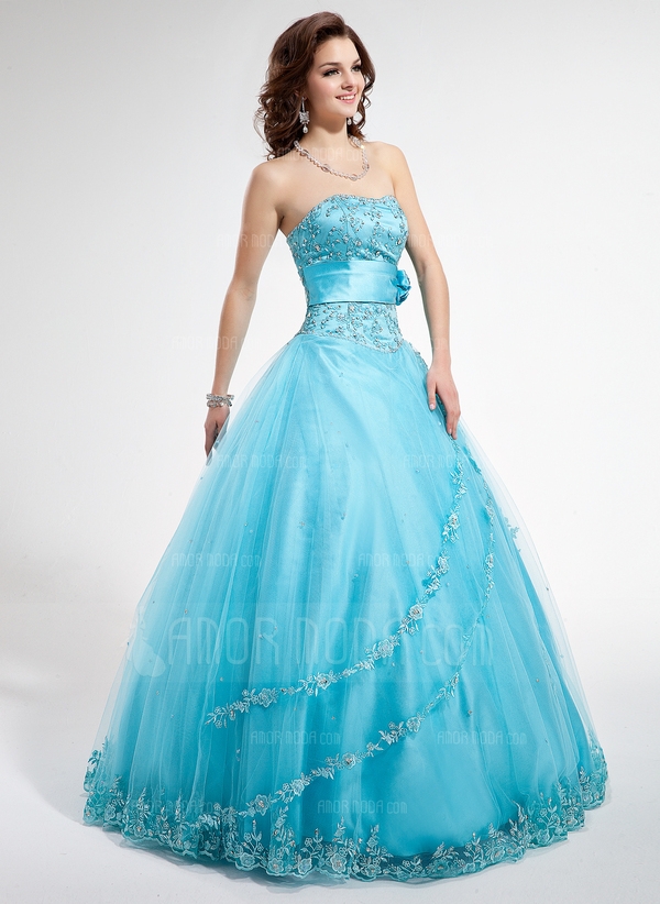 Gala-Japon Strapless thee-lengte Satijn Tule Jurk voor 15-jarige Verjaardag met Kant Kralen Bloem(En - Image 2