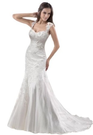 GEORGE BRIDE Removable Lace Strap Chapel Train Wedding Dress