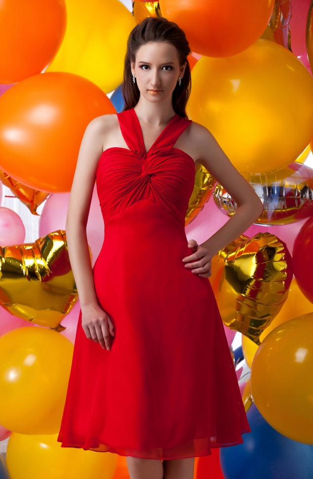 Glamorous A-line Halter Knee-length Maria Anastasia's Prom/Homecoming Dress