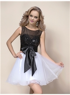 Glamorous Short/Mini Beading Sashes Scoop Neckline 