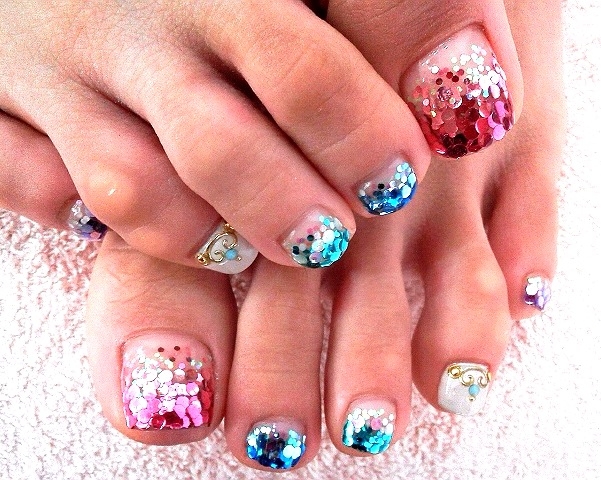 Glitter toenail art