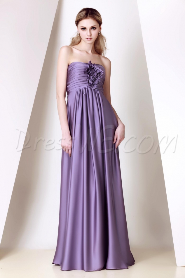 Gorgeous Flowers Pleats A-line Empire Waist Strapless Floor-Length Dasha's Bridesmaid Dress
