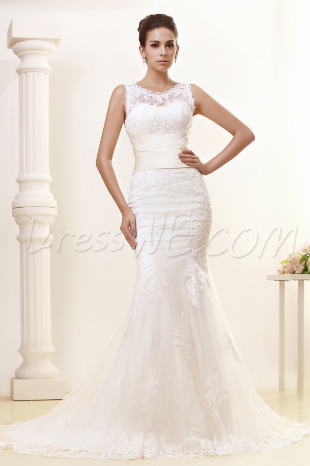 Gorgeous Trumpet/Mermaid Chapel Train Lace Taline's Wedding Dress