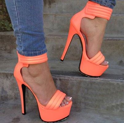 Graceful PU Ankle Strap Platform High Heel Sandals
