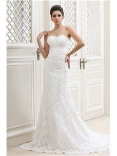 Graceful Sheath/Column Sweetheart Chapel Taline's Lace Bridal Gown