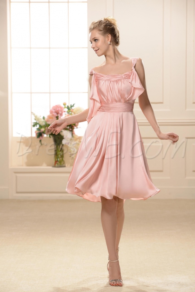 Graceful Straps Nature Waist Knee-Length Bowknot Bridesmaid Dresses