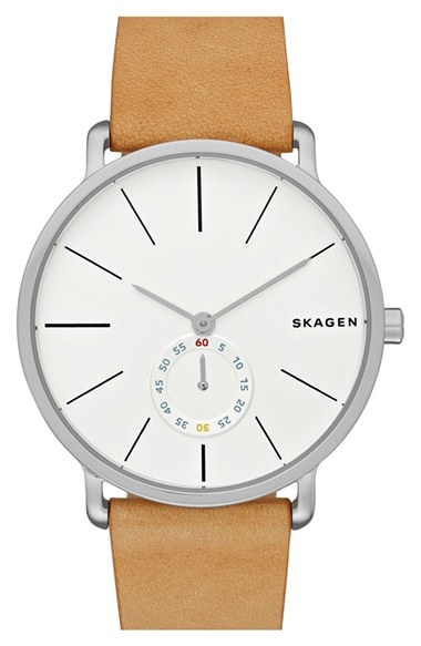 'Hagen' Leather Strap Watch by Skagen 