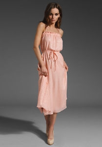 Halston Heritage Pink Peasant Halter Gown 