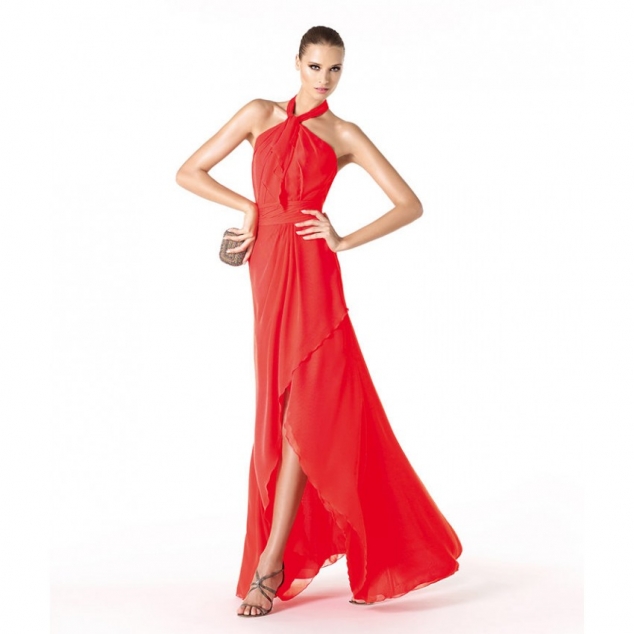Halter Sheath Ruching Floor Length Cocktail Dresses