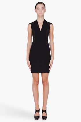 Helmut Lang Black Leather Paneled Dress
