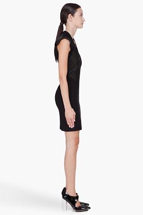 Helmut Lang Black Leather Paneled Dress - Image 3