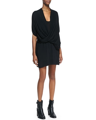 Helmut Lang Draped Jersey Overlap Dress