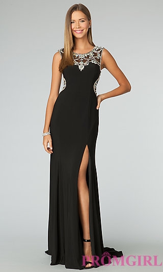High Neck Gown with Sheer Back JVN by Jovani