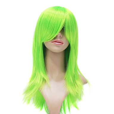 High Quality CaplessSynthetic Fashion Green Long Straight Party Wig