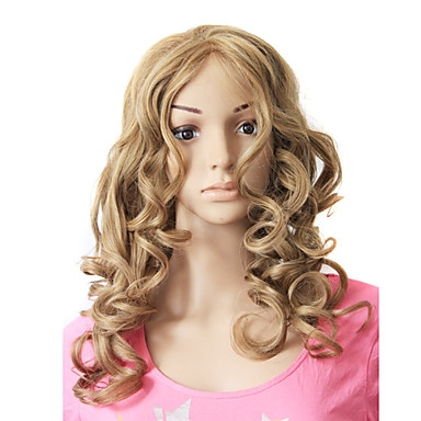 High Quality Lace Front Synthetic Blonde European Curly Long Hair Wig