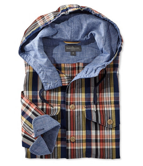 Hooded Madras Long-Sleeve Shirt