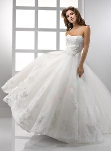 Hot Sale 2014 new style elegant White / ivory long Bride Wedding dress