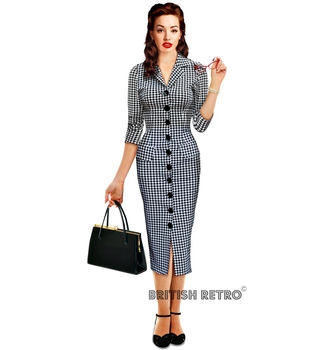 Houndstooth Vintage Style Pencil Dress
