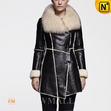Houston Womens Black Shearling Coat CW650306