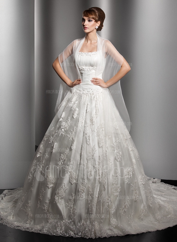 http://www.amormoda.ru/Ball-gown-Chapel-Train-Satin-Lace-Wedding-Dress-With-Ruffle-Beading-002000180