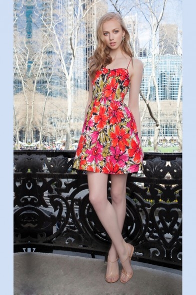 HUDSON DRESS - BIG FLOWER CORAL/FUCHSIA