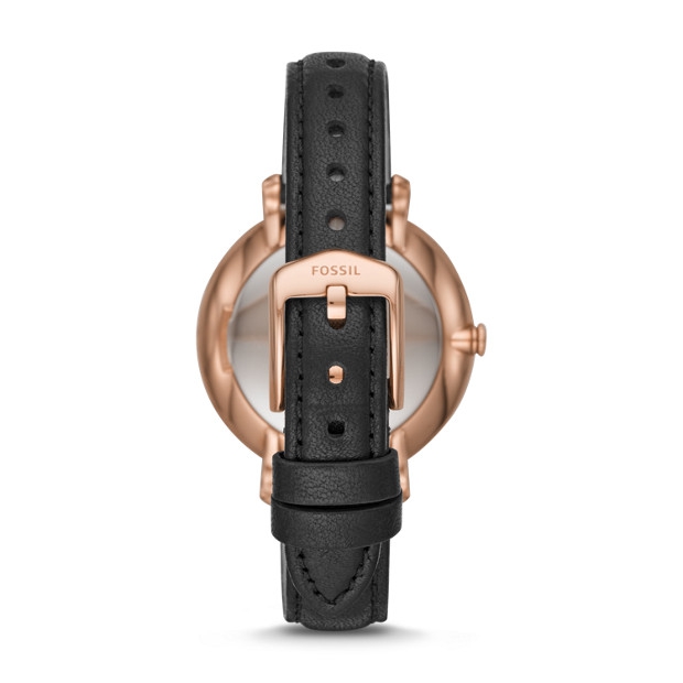 Jacqueline Three-Hand Black Leather Watch - Image 2