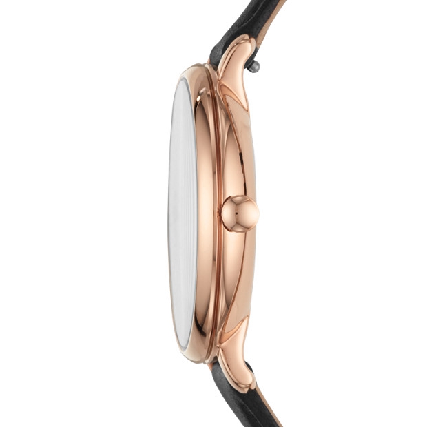 Jacqueline Three-Hand Black Leather Watch - Image 3