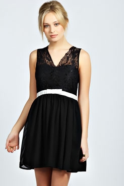 Jan Lace Top Woven Prom Dress