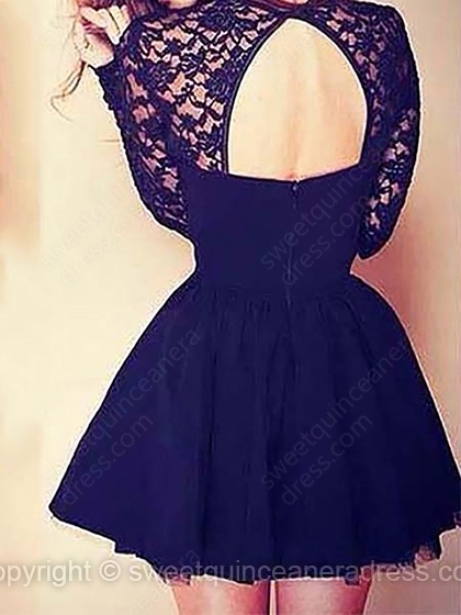 Jewel A-line Lace Chiffon Short/Mini Beading Sweet Sixteen Dresses - Image 2