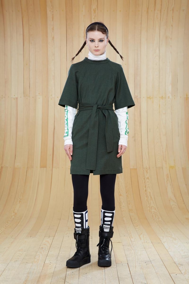 JUNKO LIGHTWEIGHT WOOL BELTED MINI DRESS