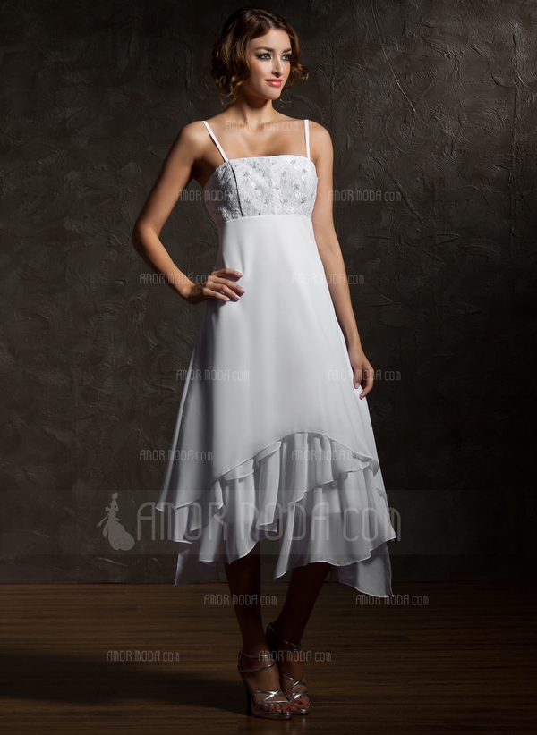 Keizer A-Symmetrisch De Chiffon Bruidsjurk met Kant (002000024)