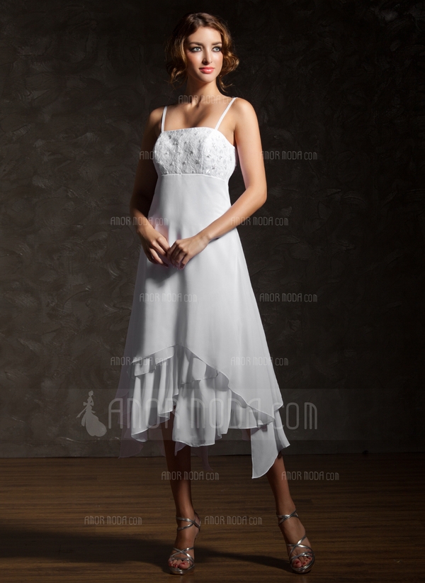 Keizer A-Symmetrisch De Chiffon Bruidsjurk met Kant (002000024) - Image 2