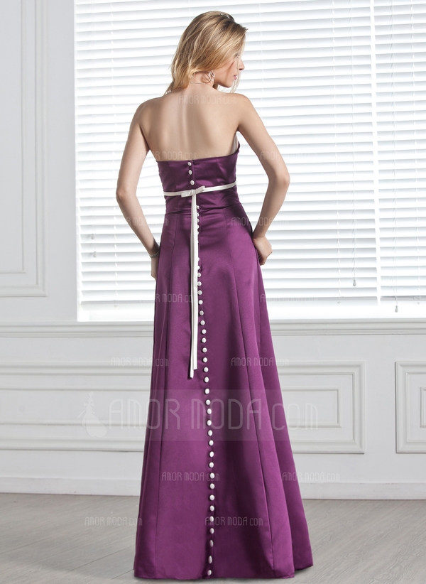 Keizer Strapless thee-lengte Satijn Bruidsmeisjes Jurk met Ceintuurs (007000887) - Image 2