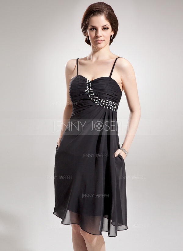 Keizer Sweetheart Knie-Length De Chiffon Cocktailjurk met Roes Kraalwerk
