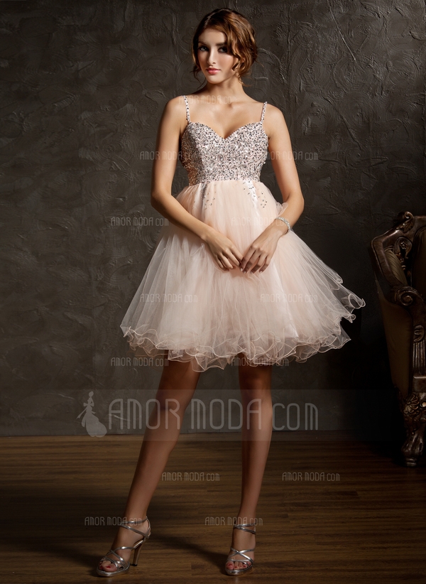 Keizer Sweetheart Korte lengte Tule Schoolgala Jurk met Kraalwerk Pailletten (022008941) - Image 2