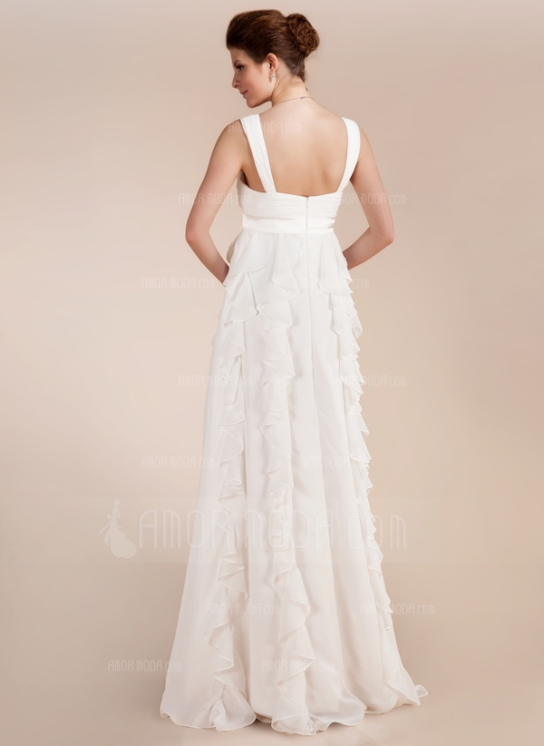 Keizer Sweetheart thee-lengte De Chiffon Charmeuse Bruidsjurk met Roes (002011682) - Image 3