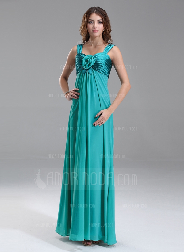 Keizer Sweetheart thee-lengte De Chiffon Charmeuse Zwangerschaps Bruidsmeisjes Jurk met Roes Bloem(E