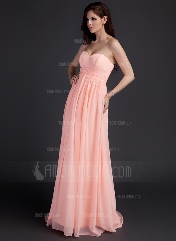 Keizer Sweetheart Veeg Trein Chiffon Zwangerschaps Bruidsmeisjes Jurk met Roes